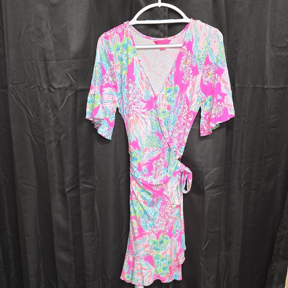 Lilly Pulitzer Pink and Blue Floral Midi Dress